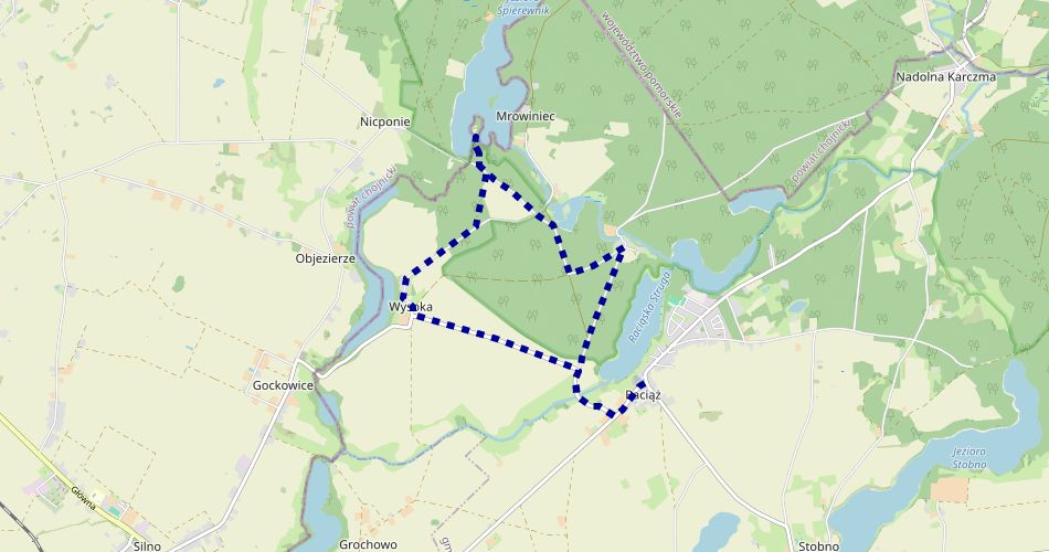 Mapa trasyKasztelania (szlak rowerowy, niebieski)