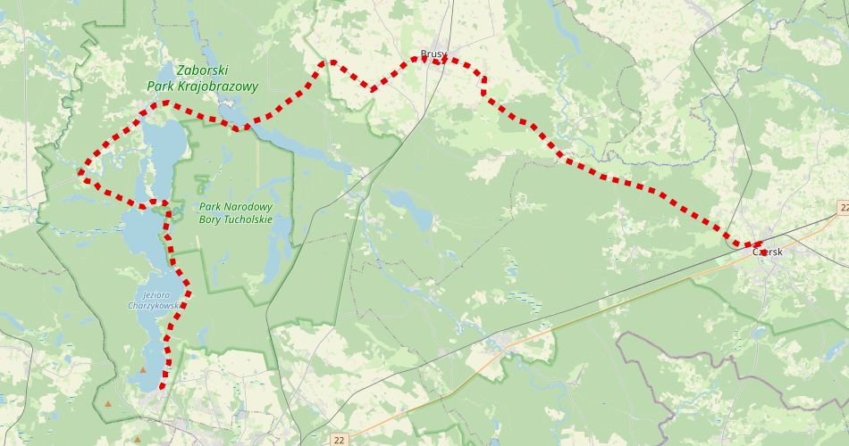 Mapa trasyKaszubska Marszruta (szlak rowerowy, czerwony)