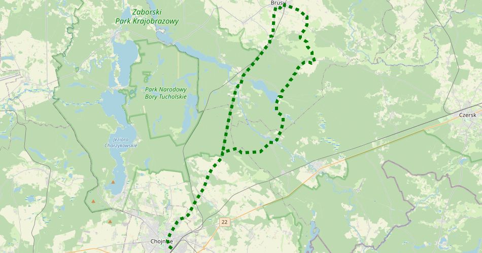 Mapa trasyKaszubska Marszruta (szlak rowerowy, zielony)