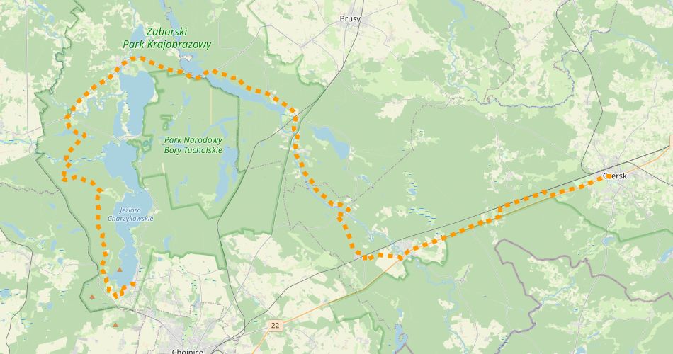 Mapa trasyKaszubska Marszruta (szlak rowerowy, żółty)