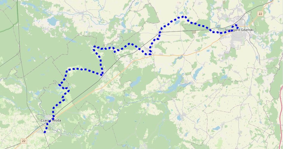 Mapa trasySzlak Starogardzki (szlak rowerowy niebieski)