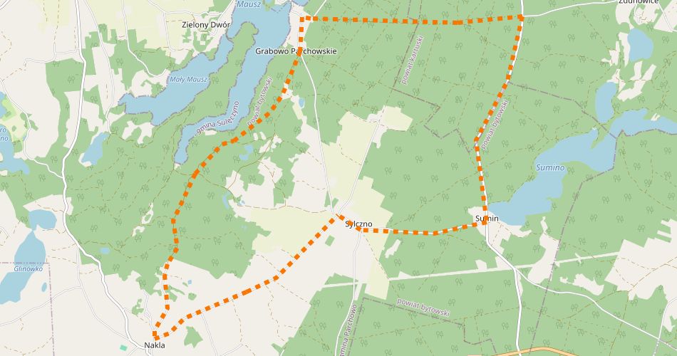 Mapa trasyPętla Nakielska (szlak rowerowy zielony)