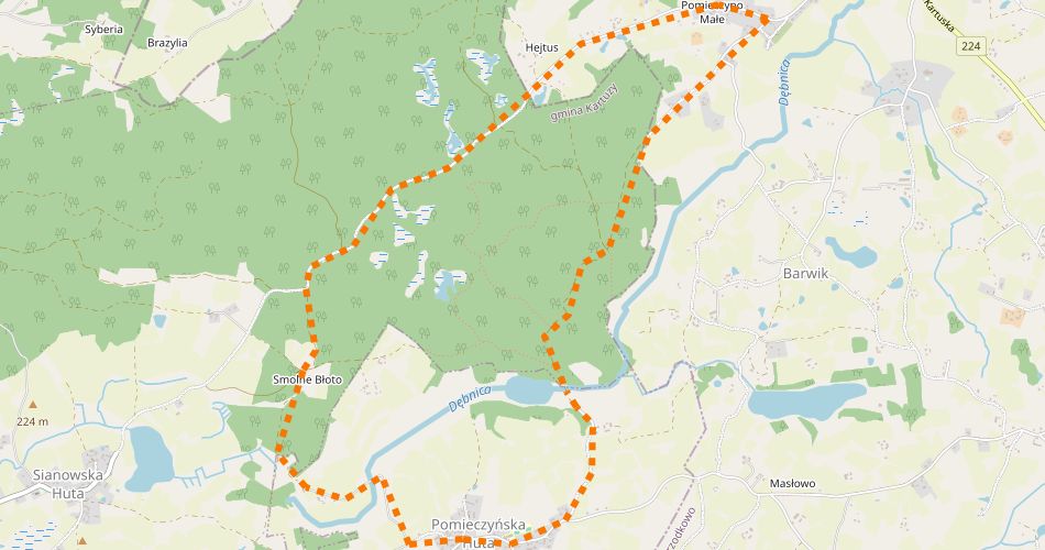 Mapa trasyPomieczyńska Trasa Zielona (szlak rowerowy zielony)