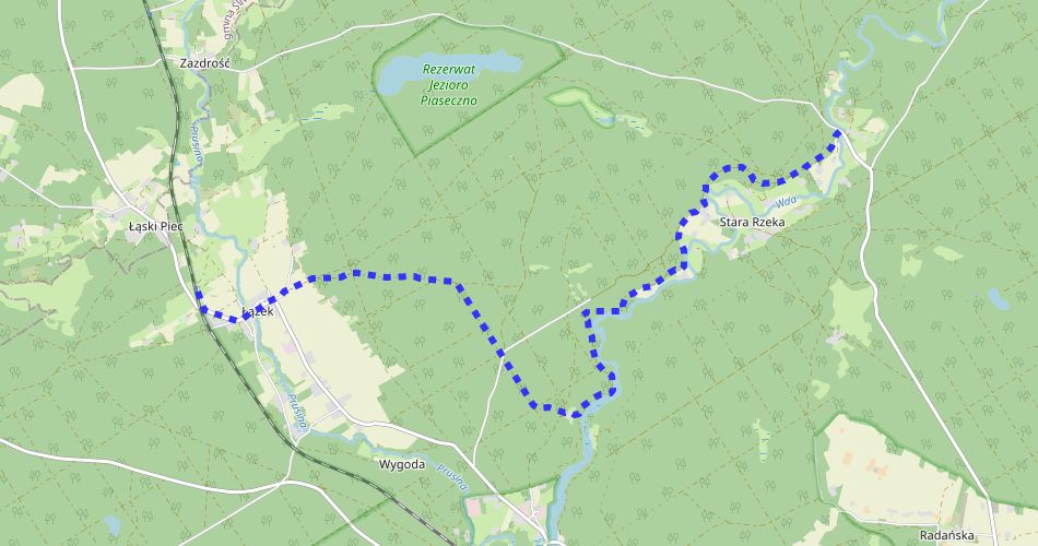 Mapa trasyŁążek – Stara Rzeka (Harcerzy Światowida, niebieski)