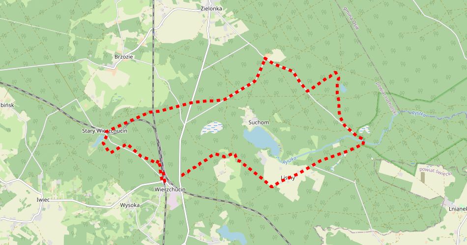 Mapa trasy“Po poligonie Heidekraut” (szlak pieszy, czerwony)