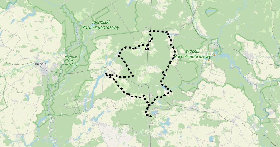 Mapa trasyBorowej Ciotki (szlak rowerowy, czarny)