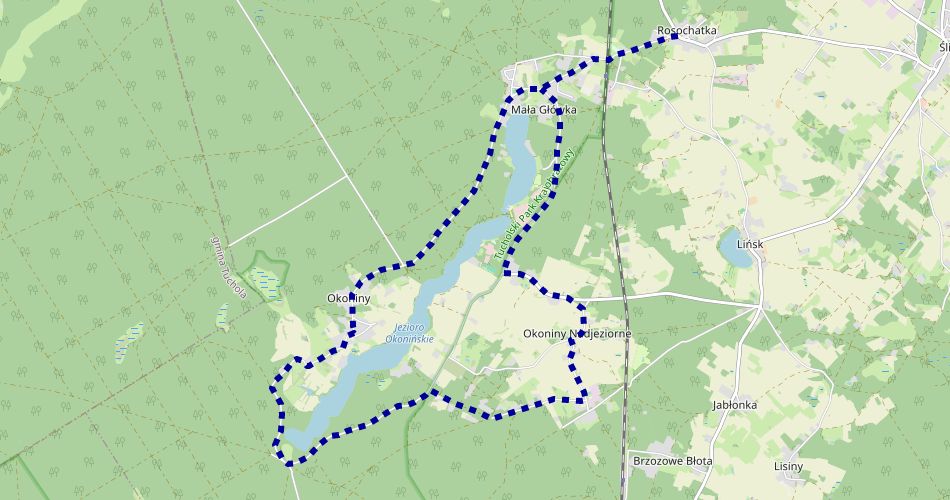 Mapa trasyOkoniński (szlak rowerowy, zielony)