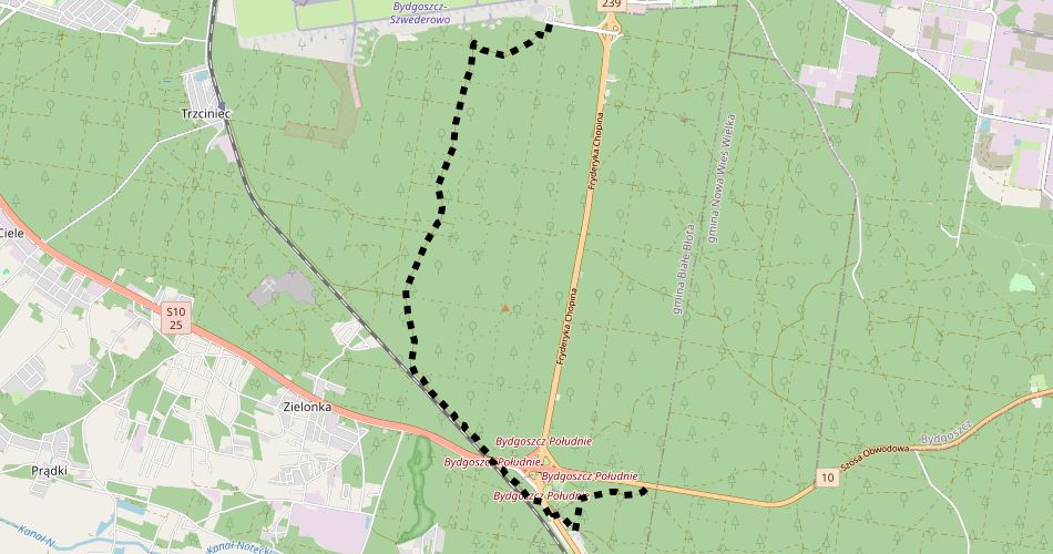 Mapa trasyBydgoszcz Lotnisko – Stryszek (szlak rowerowy, czarny)