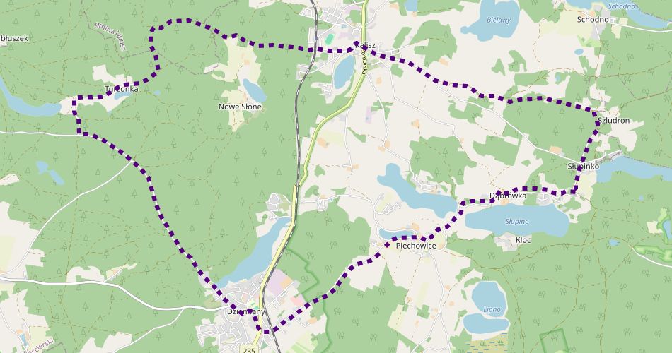 Mapa trasyTrasa rowerowa po gminie Dziemiany A (nieoznakowana)