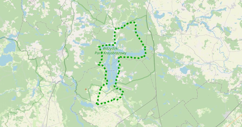 Mapa trasyDookoła Jezior Wdzydzkich (szlak rowerowy, zielony)