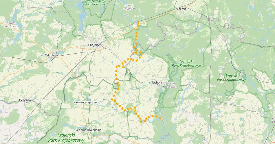 Mapa trasyRytel – Gostycyn-Nogawica (“Kasztelański”, szlak pieszy, żółty)