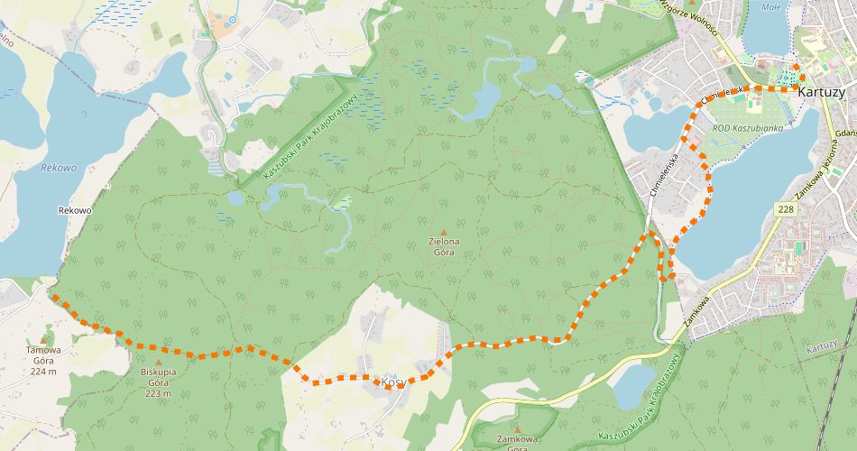 Mapa trasyChmieleńska Trasa Rowerowa (szlak rowerowy niebieski)