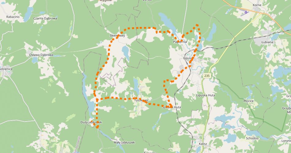 Mapa trasyLipuska Trasa Rowerowa (szlak rowerowy zielony)