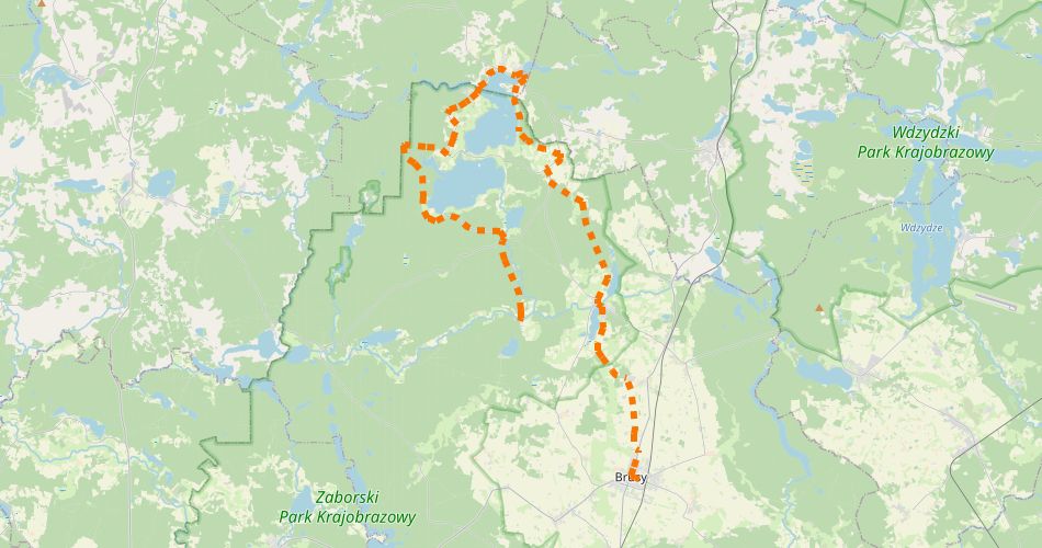Mapa trasyLiteracki Szlak Turystyczny im. Anny Łajming (szlak rowerowy zółty)