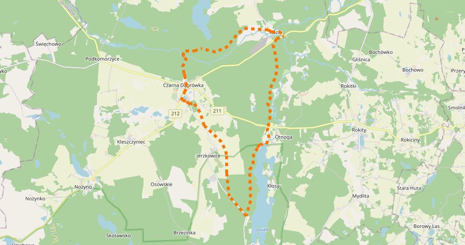 Mapa trasyNad Łupawą (szlak rowerowy czerwony)