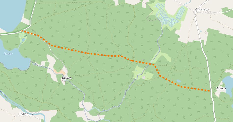 Mapa trasyObrowo – Chośnica (szlak rowerowy czarny)