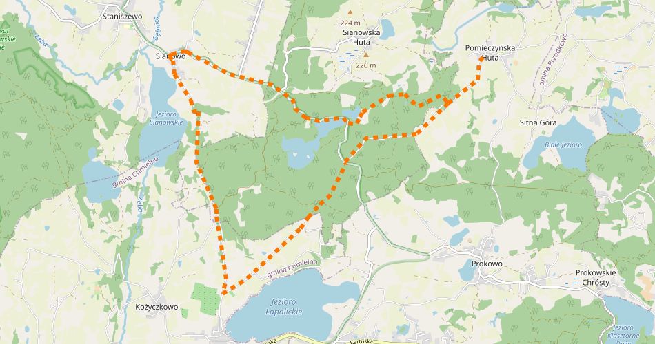 Mapa trasyPomieczyńska Trasa Czerwona (szlak rowerowy czerwony)