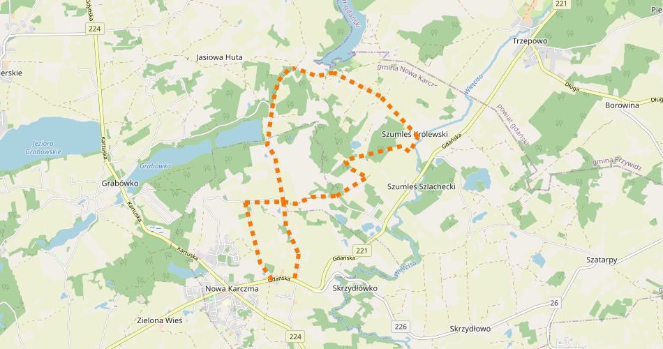 Mapa trasySkok w naturę (szlak rowerowy zielony)