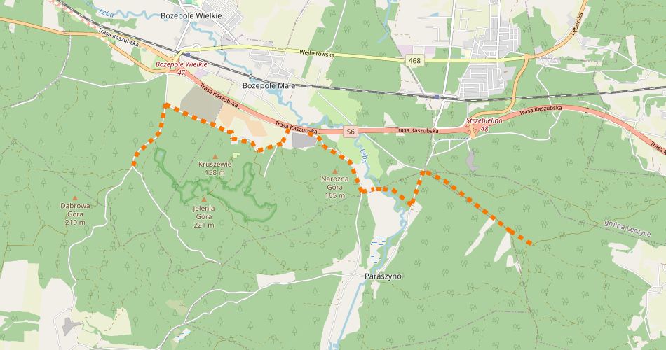 Mapa trasySkrót Szlaku Lęborskiego (szlak rowerowy czarny)