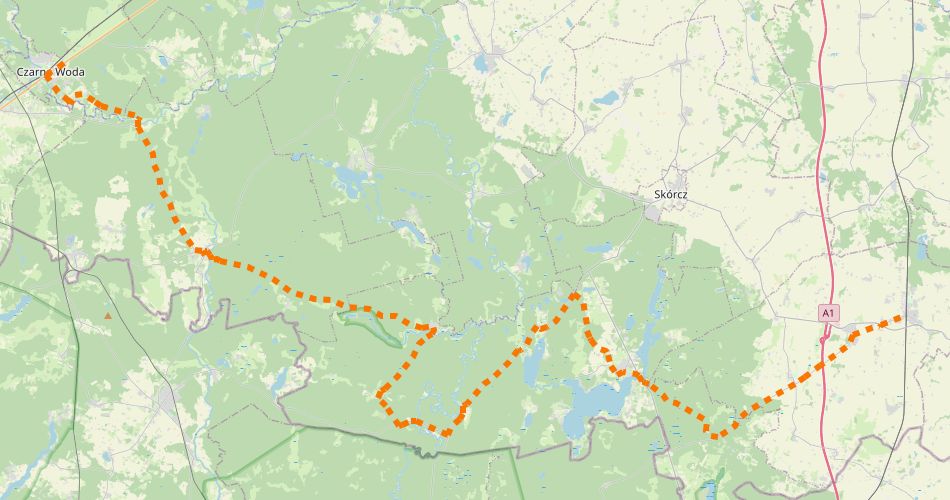 Mapa trasySzlak Borowiacki (szlak rowerowy czerwony)