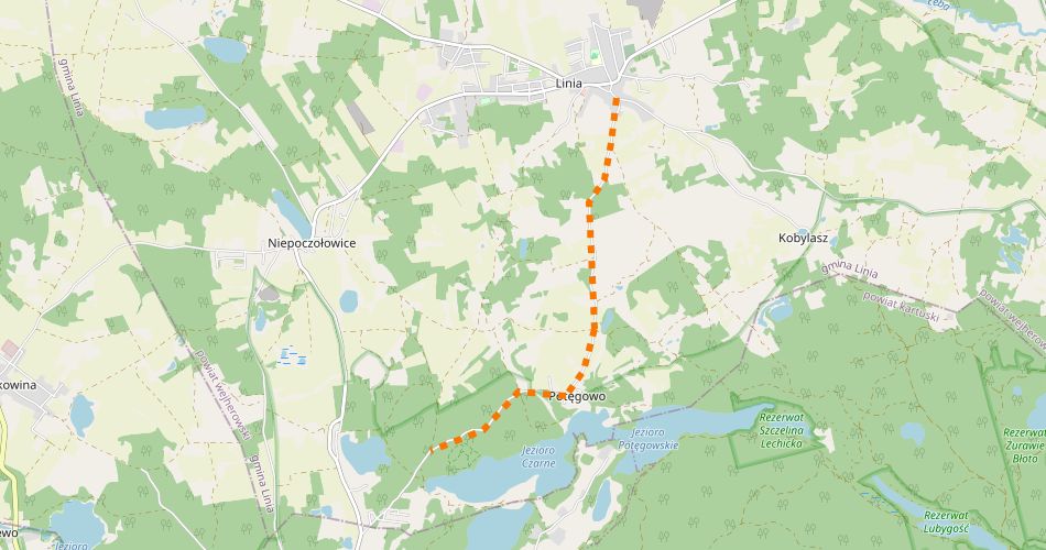 Mapa trasySzlak Kaszubski Park Krajobrazowy 9 (szlak rowerowy czerwony)